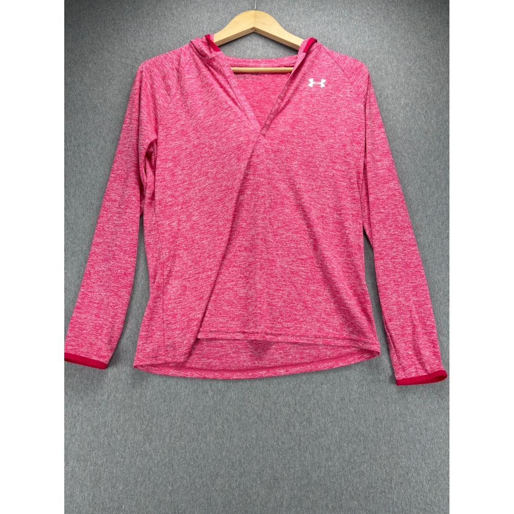 Under Armour Long Sleeve‎ Shirt Womens M Pink HeatGear Tech Twist Hoodie Loose
